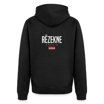 Rezekne Lettland - Unisex Premium Bio Zip Hoodie - Schwarz - Hinten - Nico (187cm)