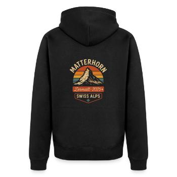 Matterhorn Zermatt Berge Schweiz Alpen Berg - Unisex Premium Bio Zip Hoodie - Schwarz - Hinten - Nico (187cm)