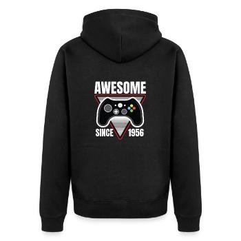 Awesome since 1956 birthday gaming gamer - Unisex Premium Organic Zip Hoodie - black - Back - Nico (187cm)