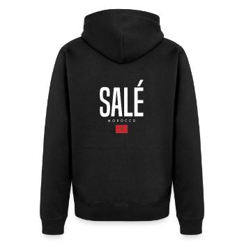 Salé Marokko - Unisex Premium Bio Zip Hoodie - Schwarz - Hinten - Nico (187cm)
