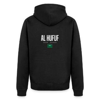 Al Hufuf Saudi Arabia - Unisex Premium Organic Zip Hoodie - black - Back - Nico (187cm)