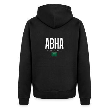 Abha Saudi-Arabien - Unisex Premium Bio Zip Hoodie - Schwarz - Hinten - Nico (187cm)
