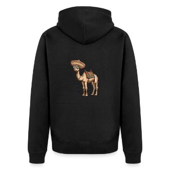 Kamel Comic Lustig Sombrero - Unisex Premium Bio Zip Hoodie - Schwarz - Hinten - Nico (187cm)