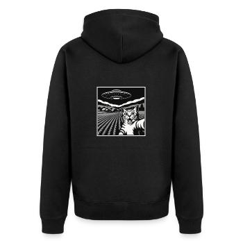Drôle de chat, machine extraterrestre - Veste à capuche bio Premium Unisexe - noir - Dos - Nico (187cm)