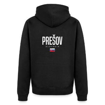 Prešov Slowakei - Unisex Premium Bio Zip Hoodie - Schwarz - Hinten - Nico (187cm)