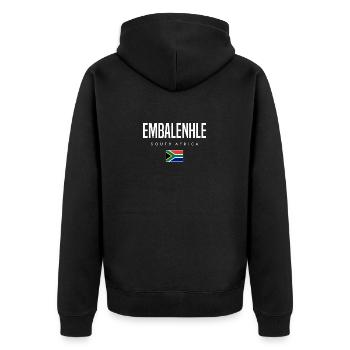 Embalenhle South Africa - Unisex Premium Organic Zip Hoodie - black - Back - Nico (187cm)