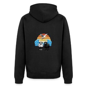 mouton mouton coucher de soleil mer mouette - Veste à capuche bio Premium Unisexe - noir - Dos - Nico (187cm)