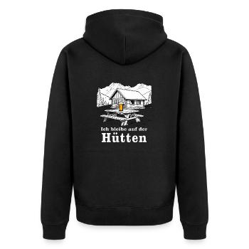 I stay at the hiker's hut - Unisex Premium Organic Zip Hoodie - black - Back - Nico (187cm)