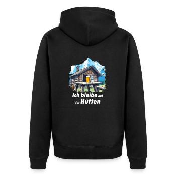 I stay at the hiker's hut - Unisex Premium Organic Zip Hoodie - black - Back - Nico (187cm)