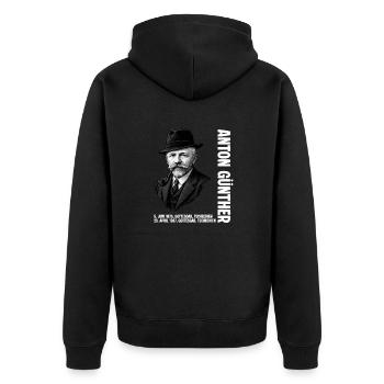 Anton Guenther Erzgebirge Gottesgab - Unisex Premium Bio Zip Hoodie - Schwarz - Hinten - Nico (187cm)