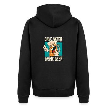 Save Water Drink Beer - Unisex Premium Organic Zip Hoodie - black - Back - Nico (187cm)