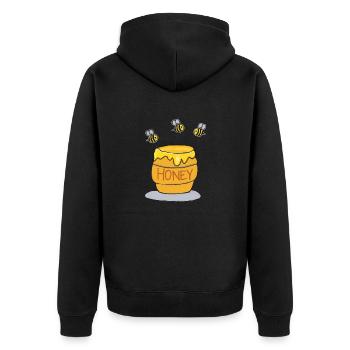 Honigtopf und fleißige Bienen - Unisex Premium Bio Zip Hoodie - Schwarz - Hinten - Nico (187cm)