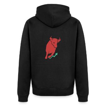 Bullenmarkt Aktienhandel Investor Design Bull - Unisex Premium Bio Zip Hoodie - Schwarz - Hinten - Nico (187cm)