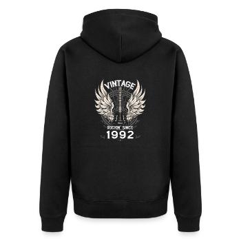 Vintage Rockin' depuis 1992, 33 ans de Retro Soul - Veste à capuche bio Premium Unisexe - noir - Dos - Nico (187cm)