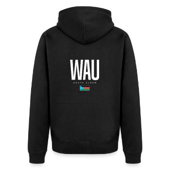 Wau South Sudan - Unisex Premium Organic Zip Hoodie - black - Back - Nico (187cm)