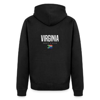 Virginia Südafrika - Unisex Premium Bio Zip Hoodie - Schwarz - Hinten - Nico (187cm)