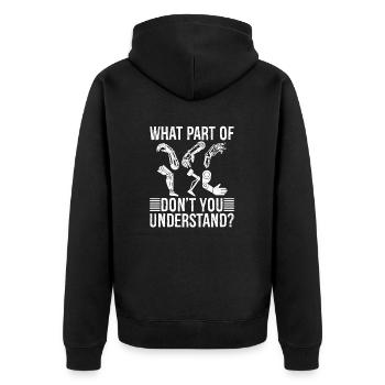 welchen Teil von Don't you understand - Unisex Premium Bio Zip Hoodie - Schwarz - Hinten - Nico (187cm)
