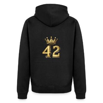 42 Number Krone - Unisex Premium Organic Zip Hoodie - black - Back - Nico (187cm)