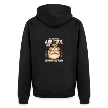 Tous les animaux sont cool, mais les marmottes règnent ! - Veste à capuche bio Premium Unisexe - noir - Dos - Nico (187cm)