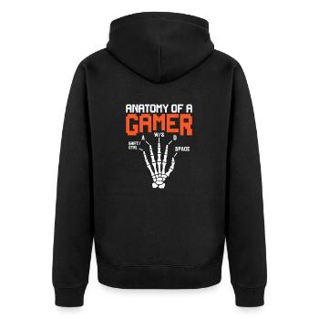 Anatomie eines Gamer Skelett Lustiges Gaming Geschenk - Unisex Premium Bio Zip Hoodie - Schwarz - Hinten - Nico (187cm)