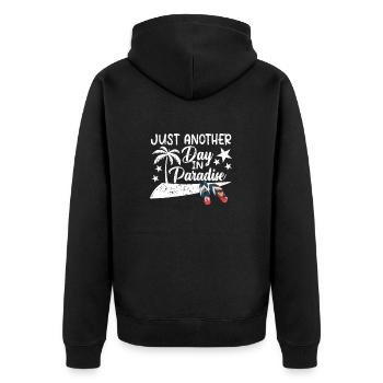 Just another day in paradise Flip Flops Beach - Unisex Premium Organic Zip Hoodie - black - Back - Nico (187cm)