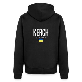 Kerch Ukraine - Unisex Premium Organic Zip Hoodie - black - Back - Nico (187cm)