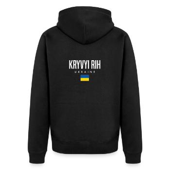 Kryvyi Rih Ukraine - Unisex Premium Organic Zip Hoodie - black - Back - Nico (187cm)