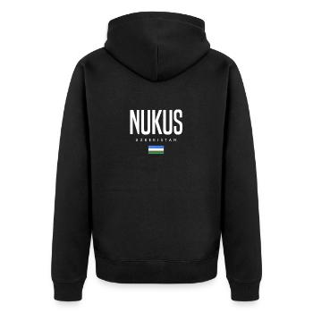 Nukus, Ouzbékistan - Veste à capuche bio Premium Unisexe - noir - Dos - Nico (187cm)