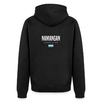 Namangan, Ouzbékistan - Veste à capuche bio Premium Unisexe - noir - Dos - Nico (187cm)