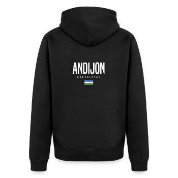 Andijon, Ouzbékistan - Veste à capuche bio Premium Unisexe - noir - Dos - Nico (187cm)