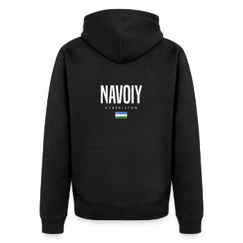 Navoiy, Ouzbékistan - Veste à capuche bio Premium Unisexe - noir - Dos - Nico (187cm)