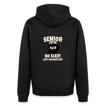Senior 2026 Lustige Katze Abschluss Design - Unisex Premium Bio Zip Hoodie - Schwarz - Hinten - Nico (187cm)