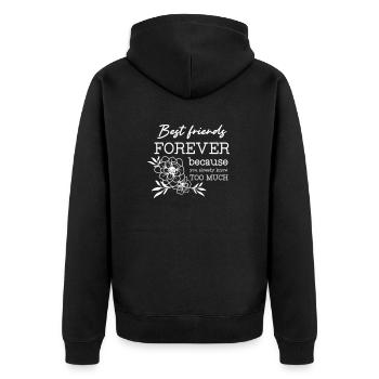 BESTE FREUNDE FREUND KUMPEL FREUNDEN SPRÜCHE MOTIV - Unisex Premium Bio Zip Hoodie - Schwarz - Hinten - Nico (187cm)