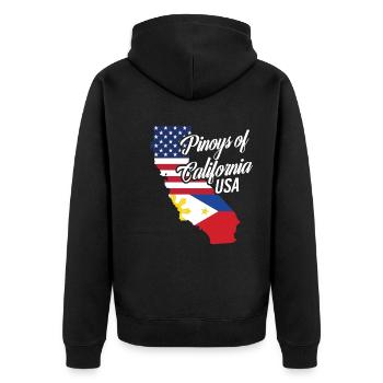 Filipinos of California Design für stolze Fil-Ams - Unisex Premium Bio Zip Hoodie - Schwarz - Hinten - Nico (187cm)