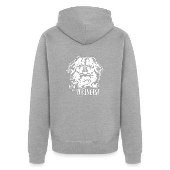 Aimé par un chien pékinois Chien Dire Wilsigns - Veste à capuche bio Premium Unisexe - gris chiné - Dos - Nico (187cm)
