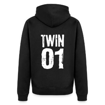 Twin 01 02 Twins Partnerlook Twin cadeau - Veste à capuche bio Premium Unisexe - noir - Dos - Nico (187cm)