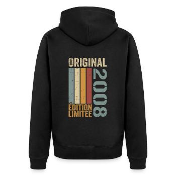 Original Vintage 2008 édition limitée 2008 - Veste à capuche bio Premium Unisexe - noir - Dos - Nico (187cm)