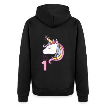 Anniversaire Fille Princesse Licorne 1 an Cadeau - Veste à capuche bio Premium Unisexe - noir - Dos - Nico (187cm)