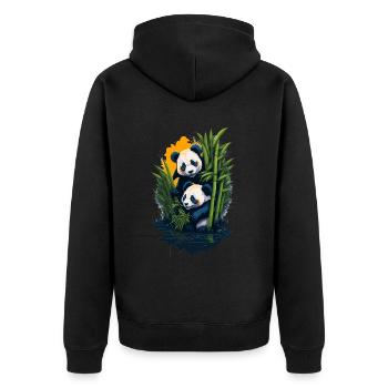 Niedliche Pandas - Unisex Premium Bio Zip Hoodie - Schwarz - Hinten - Nico (187cm)
