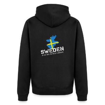 Sweden Sverige Schwede - Unisex Premium Bio Zip Hoodie - Schwarz - Hinten - Nico (187cm)