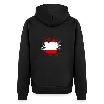 Österreich Kleks - Unisex Premium Bio Zip Hoodie - Schwarz - Hinten - Nico (187cm)