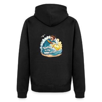 Le surf est ma vague de vie – Surfer & Ocean - Veste à capuche bio Premium Unisexe - noir - Dos - Nico (187cm)