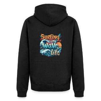 Le surf est ma vague de vie – Surfer & Ocean - Veste à capuche bio Premium Unisexe - noir - Dos - Nico (187cm)
