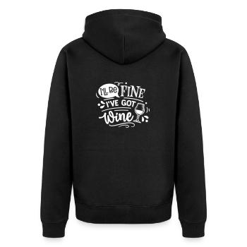 ICH HABE WEIN PARTIE ROTWEIN VINO LUSTIGES MOTIV - Unisex Premium Bio Zip Hoodie - Schwarz - Hinten - Nico (187cm)