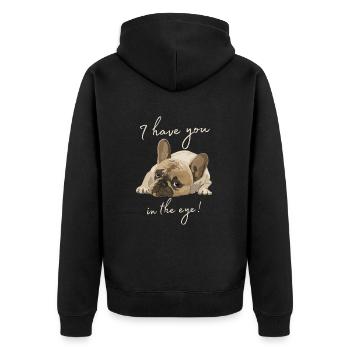 Dog with saying-I have you in mind! - Unisex Premium Organic Zip Hoodie - black - Back - Nico (187cm)