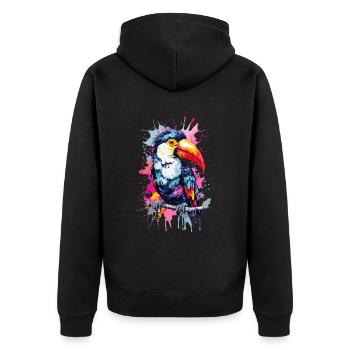 Tucan Oiseau Coloré - Veste à capuche bio Premium Unisexe - noir - Dos - Nico (187cm)
