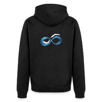 Infinity Wellen Schwimmen - Unisex Premium Bio Zip Hoodie - Schwarz - Hinten - Nico (187cm)