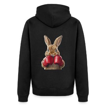 Hase - Unisex Premium Bio Zip Hoodie - Schwarz - Hinten - Nico (187cm)