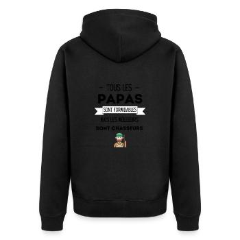Papa chasseurs - Veste à capuche bio Premium Unisexe - noir - Dos - Nico (187cm)