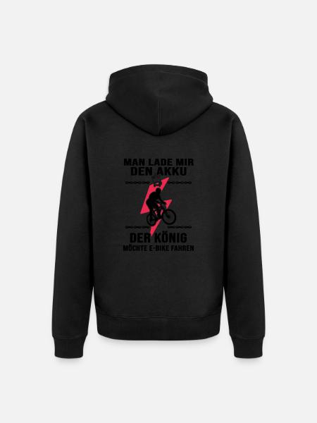 fahrrad e-bike elektrorad akku-biker "ebike-könig" - Unisex Premium Bio Zip Hoodie - Schwarz